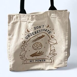 Dynamite Cream Tote Bag with Black Handles